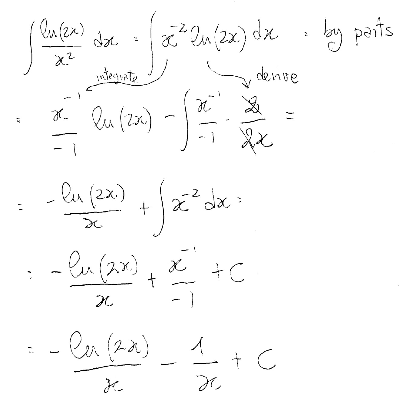 How Do I Evaluate The Integral Intln2x X2 Dx Socratic